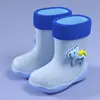 Botas de lluvia acolchadas para niños con temática de dibujos animados, adecuadas para todas las estaciones, con un forro interior desmontable; botas de lluvia para niños y zapatos de agua para niñas