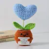 Flor de Tricô de Energia Positiva Transfronteiriça Planta em Vaso Produto Acabado Fio de Lã Flor de Simulação Ornamento de Mesa Boneca de Cartão de Mão