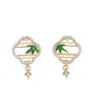Base para Colgante de Pendiente con Aguja de Plata S925 de Perla DIY Nuevo Estilo Chino Bambú Verde Madreperla Natural Accesorios para Juegos de Joyería