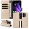 Funda de Piel con Patrón de Lichi para Tres Tarjetas Adecuada para Oppo Reno15F/15C Find X9/Reno14 Teléfono con Ranura para Tarjeta
