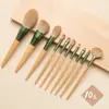 Set de 10 Brochas de Maquillaje Qingluo, Brocha Suave para Polvos, Brocha para Rubor, Pincel para Sombras de Ojos, Herramientas de Belleza para Principiantes