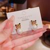 S925 prata agulha óleo gota velho urso pequeno tigre brincos mulheres bonito simples nicho high-end design orelhas studs brincos