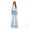 Jeans Laranja Infantil # Tencel Fino Não Apertado Flare para Mulheres, Caimento Solto, Emagrecedor, Fluido, Respirável, Versátil, Calça de Comprimento Total.