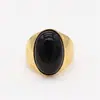R0021-HK03 Anillo Retro Elegante de Acero de Titanio con Gema para Hombres y Mujeres Anillo de Joyería Simple de Moda Retro Anillo