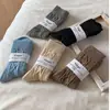 Meias de Lã para Mulheres, Novo Estilo Outono e Inverno, Meias de Cano Médio, Espessas e Quentes, Meias Slouch de Tricô Canelado Estilo Japonês