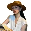 Sombrero de Paja Retro de Ala Plana Estilo Old Money para Mujer, Sombrero de Sol de Playa de Verano, Sombrero con Protección Solar, Fedora de Paja