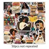 50 Peças de Adesivos de Menina Negra Lendo, Grafite de Livros, Desenhos Animados Inspiradores em Inglês, Adesivos Decorativos à Prova d'Água para Celulares e Garrafas de Água