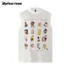 Camiseta sin mangas de moda nacional retro divertida de gato de verano para hombre y mujer, hip hop, moderna, holgada, casual, para parejas, sudadera top T