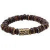 Pulsera de Coco Elástica con Cuentas Estilo Retro Literario Casual para Hombres y Mujeres, Joyería Popular Versátil Europea y Americana de Venta Caliente