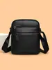 Bolso bandolera para hombre de piel genuina, hecho de piel de vaca de plena flor, un bolso de hombro pequeño con múltiples cremalleras, que ofrece gran capacidad para negocios y para ir al trabajo