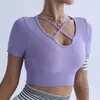 Ropa de Yoga para Mujer, Nuevo Estilo de Verano, Top Corto de Pilates que Muestra el Ombligo con Almohadillas en el Pecho, Chaleco Deportivo de Manga Corta para Fitness con Hermoso Diseño en la Espalda