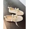 Tênis de Treino Estilo Ballet para Mulheres, Nova Moda Primavera 2026, Simples Estilo Coreano Plano Sola Macia Versátil Casual Sapatos Brancos