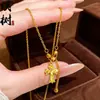 Loja de Ouro Mesmo Estilo Banhado a Ouro Gelo Triturado Trevo de Quatro Folhas Cabacinha Colar para Mulheres, Versátil e Elegante, Borboleta em Forma de Coração Corrente de Clavícula Joia