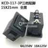 KCD-117-3P Tres Velocidades Tres Patas Cortas 21*15mm Interruptor Forma de Barco 6A/250V Balancín Forma de Barco Patas Pequeñas