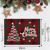 Jogo Americano Impresso com Carta do Papai Noel Christmas Jogo Americano de Linho Imitado Decoração de Mesa para Sala de Estar Jogo Americano Isolado