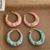Brincos de Esmalte Azuis de Verão Estilo Coreano para Mulheres, Nicho, Simples, Versátil, Brincos de Alto Padrão, Argolas, Presilhas, Tarraxas, Acessórios de Orelha