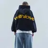 Sudadera con capucha de cuello alto informal de moda deportiva de moda para hombre y mujer de otoño e invierno con hombros descubiertos y talla grande para parejas