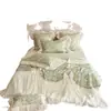 Juego de cuatro piezas de colcha de verano refrescante de Tencel floral pastoral estilo francés, funda de cama de colcha de aire acondicionado fresca sedosa estilo princesa