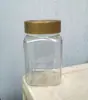Garrafa quadrada de mel de 500g, garrafa plástica transparente, espessa, com tampa interna (de 8)