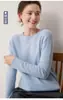Suéter para Mujer 100% Cachemira Pura Otoño/Invierno Nuevo Cuello Redondo Borde Enrollado Manga Larga Jersey Suéter Base de Punto de Moda