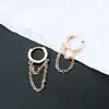Piercing de orelha com design de duas orelhas ear cuff brincos estilo cool cartilagem da orelha peça única linha dupla círculo duplo ear cuff de prata simples local de trabalho personalidade