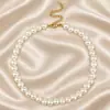 Colar de Pérolas Moda Vintage Estilo Coreano Feminino Estilo Cool Simples Elegante Versátil Corrente para Clavícula de Pérolas para Mulheres