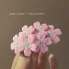 Grampo de Cabelo Bordado Florido Vintage Francês Menina Sakura Primavera Rasa Quebra Clip Acessórios para Franja Lateral