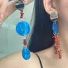Pendientes Colgantes de Concha Estilo Casual Fresco y Dulce Color Rojo y Azul Redondo Pendientes de Moda Versátiles Personalizados Pendientes Pendientes