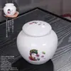 Pote de Mel Cerâmico com Tampa de Rosca de Silicone, Pote Quadrado, Pote Cerâmico, Pote de Armazenamento, Pote de Chá de Porcelana Azul e Branco, Selado
