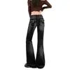 Jeans Americano Retrô Preto de Cintura Baixa Micro Flare Feminino 2026 Novo Estilo Garota Popular Versátil Emagrecedor Pantalona Flare Longo