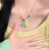 Collar Colorido Dopamina de Verano Adecuado para Vacaciones en la Playa Viajes Cadena para Clavícula Collar con Lazo