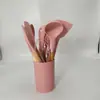 Juego de Utensilios de Cocina de Silicona Colorida con Mango de Madera Resistente a Altas Temperaturas Antiadherente Espátula Cuchara Raspador Utensilios de Cocina Domésticos Herramientas para Hornear Venta al por Mayor