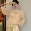 Primavera/Verão 2026 Novo Slim Fit Renda Gola Redonda Elegante Bordado com Contas Novo Estilo Chinês Estilo Nacional Conjunto com Fios Brilhantes