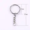 Anel Plano em Estoque Anel Embossado com Corrente de Quatro Seções Chaveiro Pingente Conector para Chaveiro DIY Acessórios de Joia