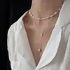Collar Tubular de Perlas Florales con Cielo Estrellado Brillante con Perlas de Alta Calidad, Diseño de Nicho, Sencillo y de Moda, Estilo Ins con un Sentido de Sofisticación