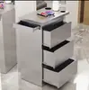 Mostrador de Herramientas para Barbería, Gabinete de Acero Inoxidable de Doble Cara para Salón de Peluquería, Almacenamiento con Cajones y Estante para Secadoras