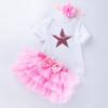 Traje de Falda de Seis Capas Estilo Haggit de Manga Corta Nuevo de Verano para Niñas Falda Tutú de Princesa Algodón de Alta Calidad Moda Ropa para Niños de 0 a 2 Años