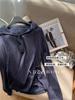 65% Algodón de Cáñamo Americano Casual Plisado Sudadera Camiseta de Manga Larga para Mujer Fitness Top Corto Otoño Temprano 2025