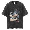 Camiseta Anime de Manga Corta Lavada Antigua de Calle Retro Batik al por Mayor de Naruto