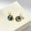 Brincos de Pérola em Concha de Abalone Estilo Retrô Francês para Mulheres Nicho Luxo Leve Alto Padrão Vintage Estilo Corte Agulha de Prata Esterlina S925