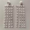Pendientes exagerados con borlas largas y brillantes de diamantes de imitación, pendientes de cristal grandes y sexis a la moda, accesorios de joyería nupcial para boda para mujer