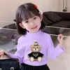 Y2550# Ropa de Otoño para Niñas Camiseta de Manga Larga para Niñas Chaqueta de Primavera y Otoño Camiseta Base de Terciopelo de Cuello Semi-alto Camiseta Cálida