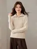 Pedido*PedidoSuéter de Punto con Media Cremallera y Cuello Alto para Mujer Estilo Coreano Estilo Relajado Texturizado Versátil Jersey