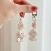 Pingente de Urso Flocado Fofo para Celular Coração de Menina Laço Animal Cartoon Pingente de Bolsa Acessórios Chaveiro de Carro