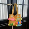 Bolsa de Tote Tejida de Punto Nueva de Verano Transfronteriza para Mujer Bolso de Hombro Bolso de Mano Gran Capacidad Bolso para el Brazo de Vacaciones