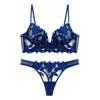 Nuevo conjunto de lencería sexy de encaje bordado estilo europeo y americano para mujer, ultrafino, minimiza los bustos grandes, sujetador anti-caída