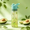 Vaso de Agua de Plástico con Spray, Gran Capacidad, Vaso Portátil para Exteriores, Popote Escarchado Degradado, Vaso de Plástico con Spray para Hidratación