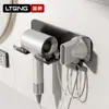 Soporte para Secador de Pelo, Estante de Almacenamiento para Baño sin Taladro, Colgador para Secador de Pelo con Enrollacables, Soporte para Secador de Pelo, Estante para Baño