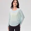 Novo Estilo Cobertura Respirável para Yoga em Fio de Bambu para Mulheres, Top Esportivo Fitness Emagrecedor, Roupa de Yoga Solta e Leve, Roupa de Verão com Manga Longa