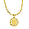 Cadena Clavicular de Acero de Titanio Color Oro con Diamantes Redondos de Marca Incrustados para Mujer, Doble Capa, Nicho, Viento Frío, Joyería